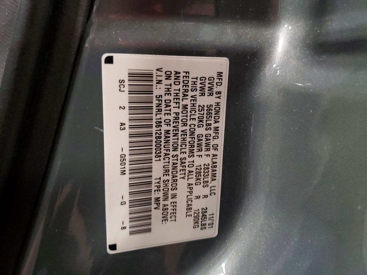 2002 HONDA ODYSSEY EX photo 23
