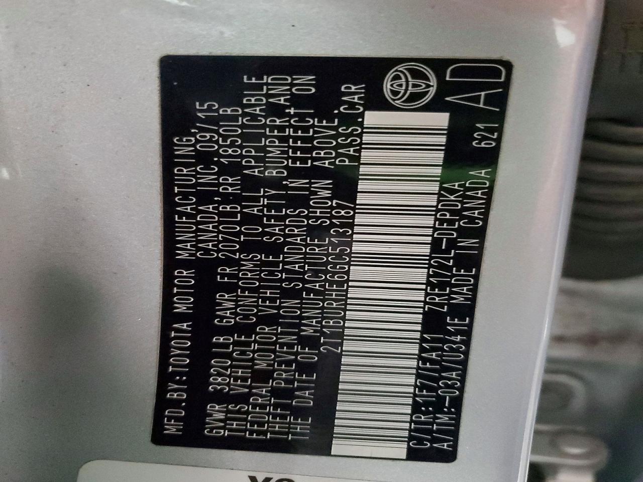 2016 TOYOTA COROLLA L photo 13