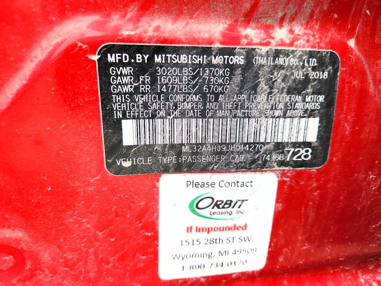 2018 MITSUBISHI MIRAGE SE photo 12