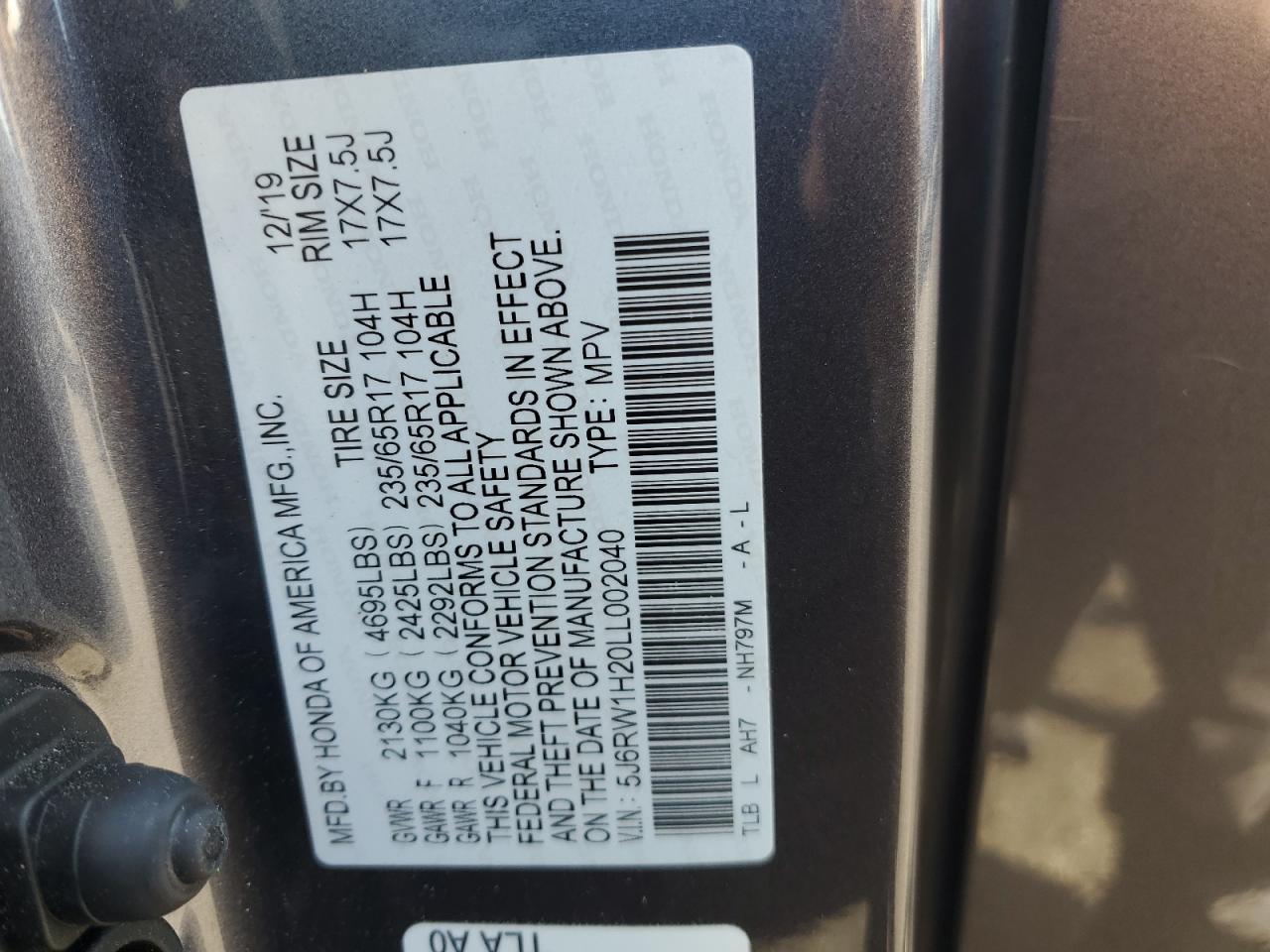 2020 HONDA CR-V LX photo 14