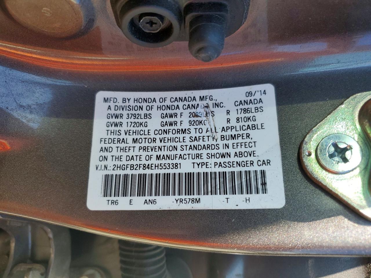 2014 HONDA CIVIC EX photo 23