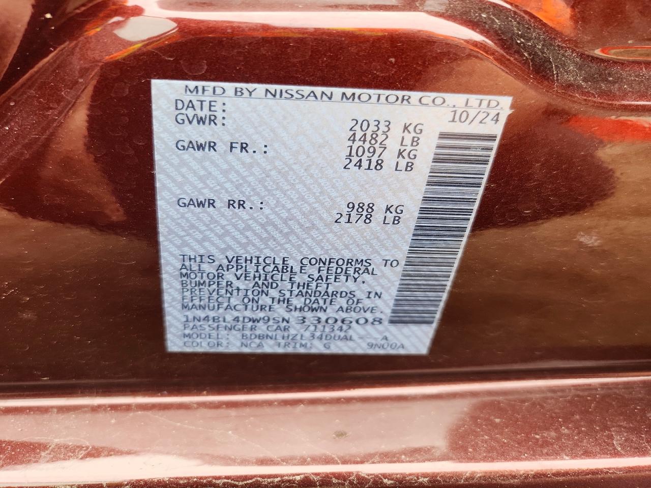 2025 NISSAN ALTIMA 2.5 SV photo 12