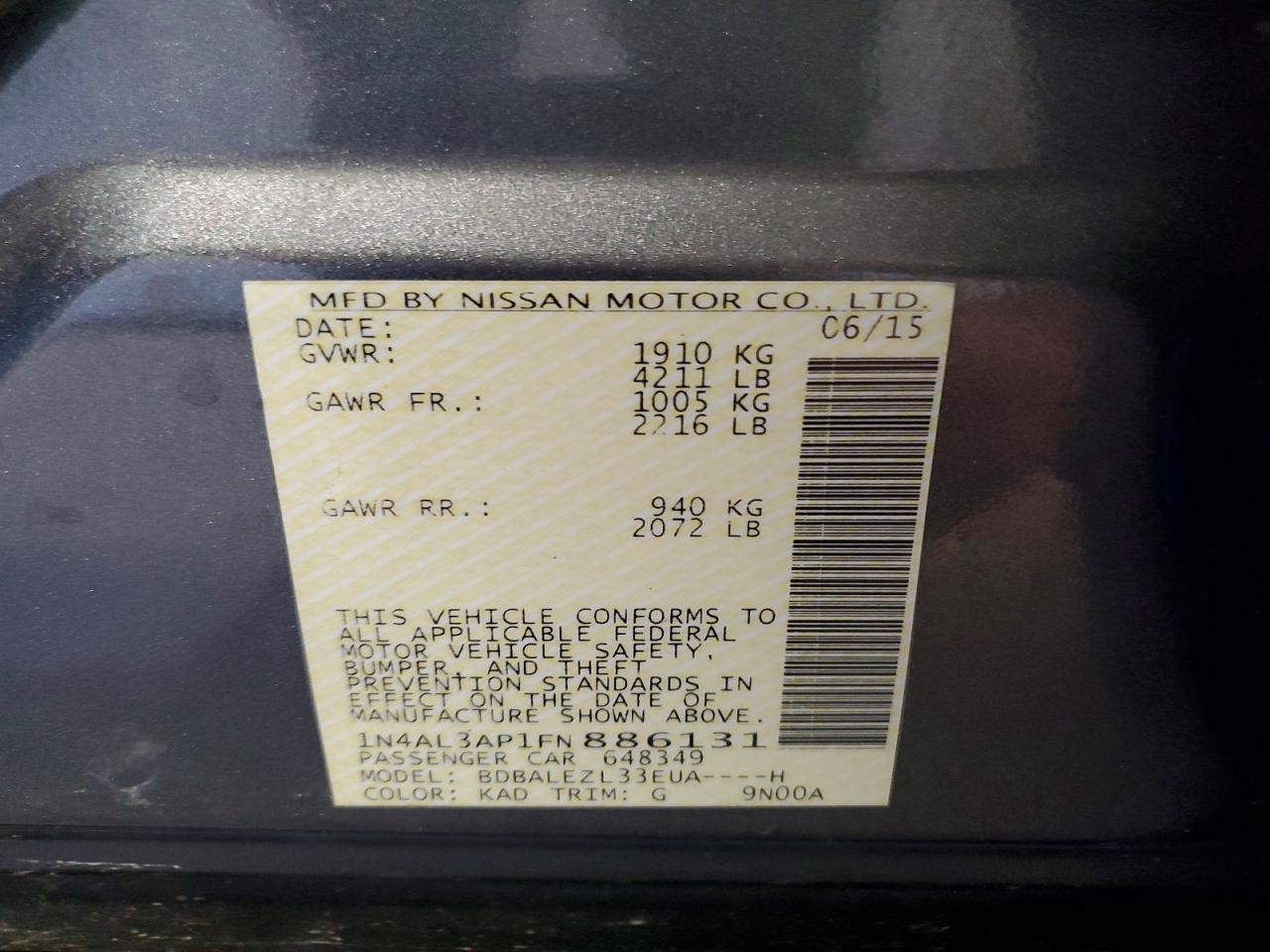 2015 NISSAN ALTIMA 2.5 photo 23