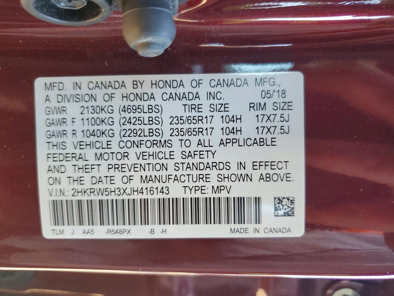 2018 HONDA CR-V LX photo 25