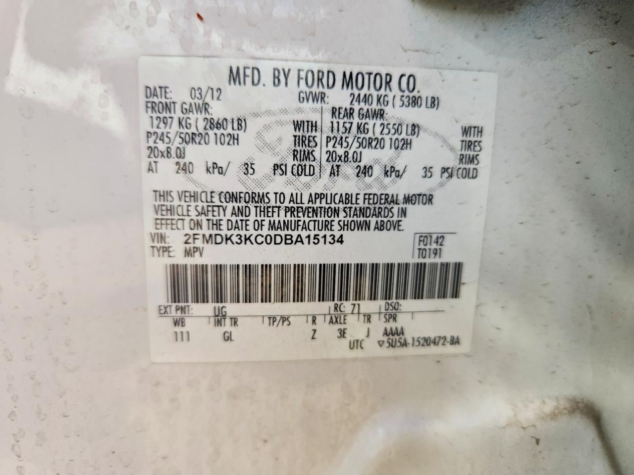 2013 FORD EDGE LIMITED photo 34