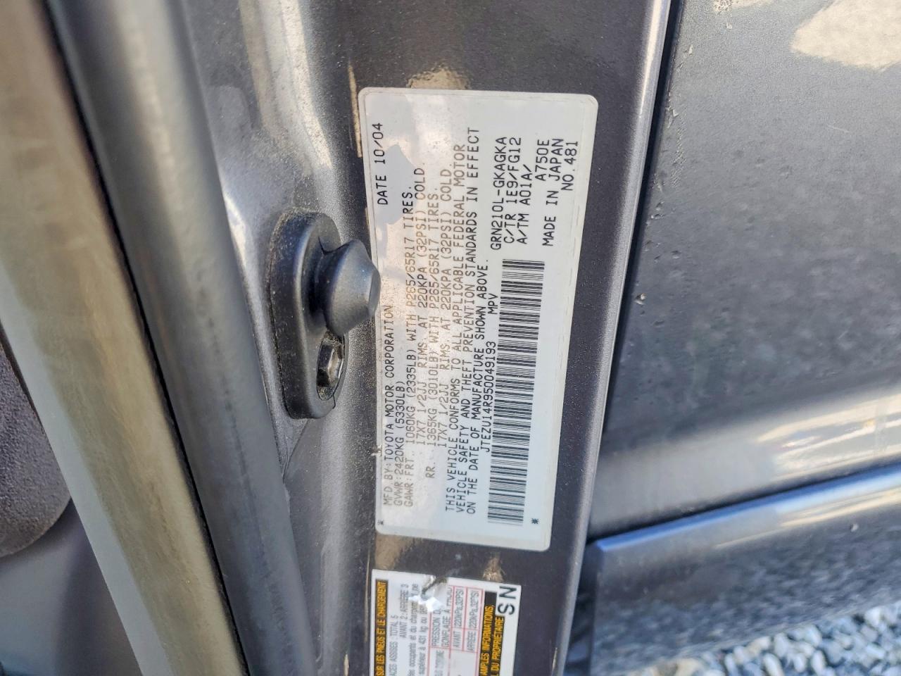 2005 TOYOTA 4RUNNER SR5 photo 27