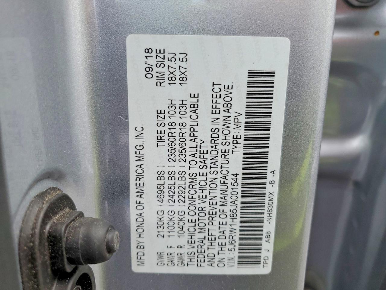 2018 HONDA CR-V EXL photo 13