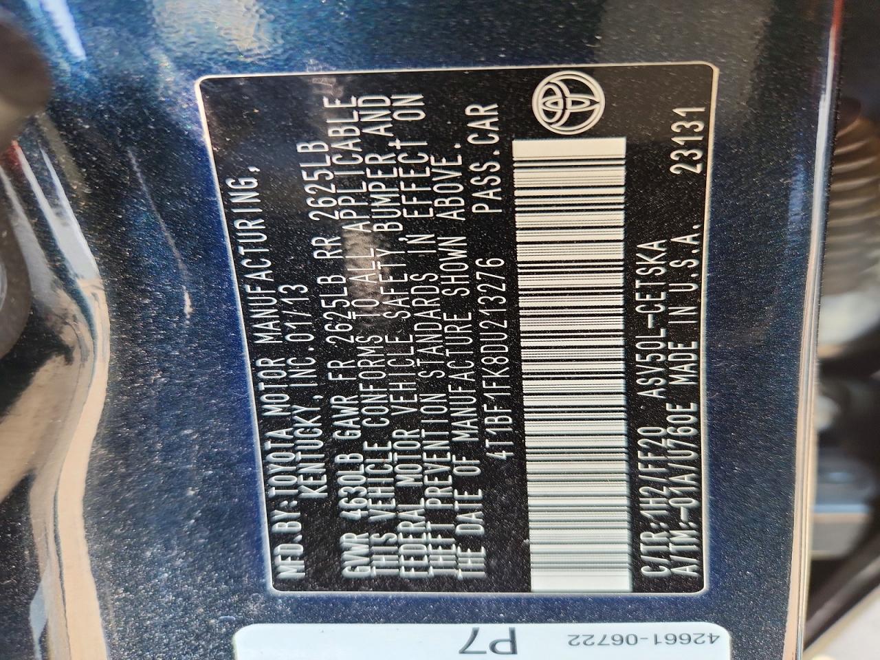 2013 TOYOTA CAMRY SE photo 12
