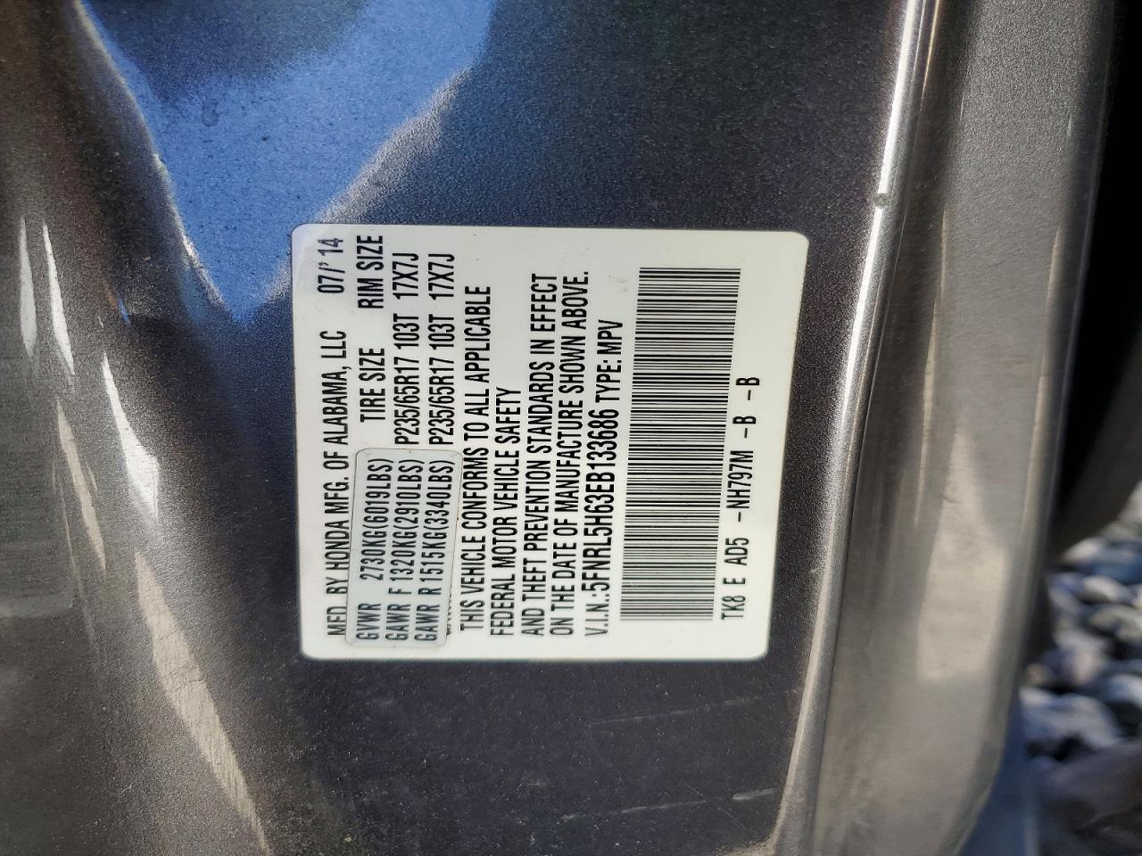 2014 HONDA ODYSSEY EXL photo 27