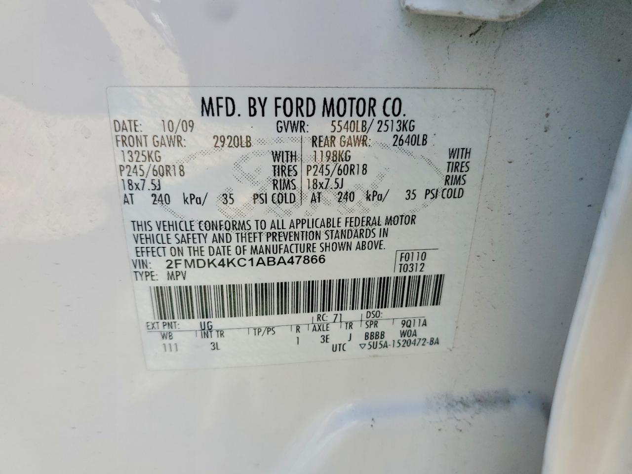 2010 FORD EDGE LIMITED photo 25