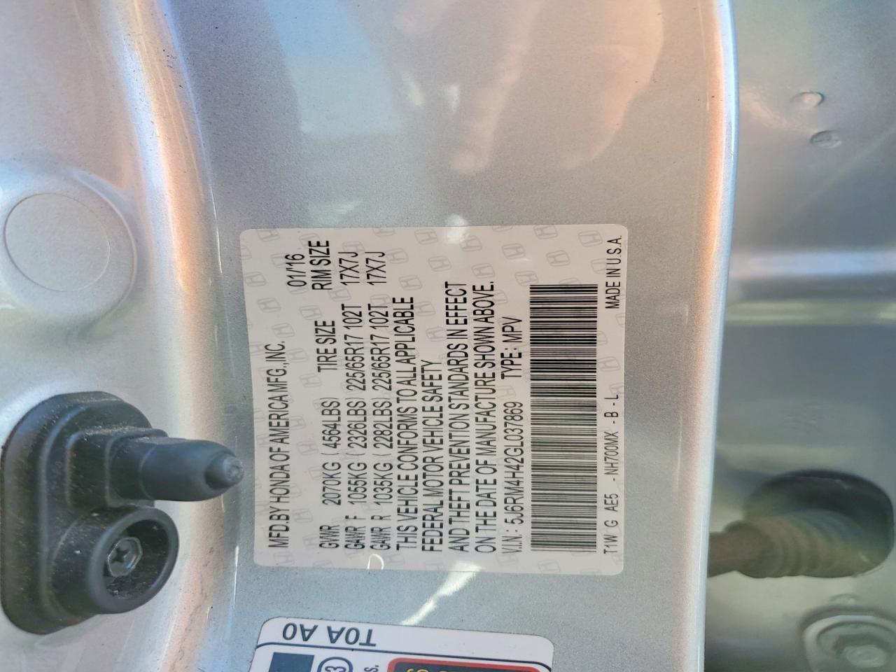 2016 HONDA CR-V SE photo 37