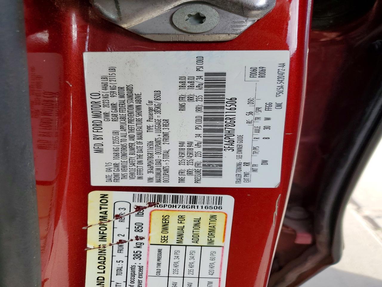 2016 FORD FUSION SE photo 25
