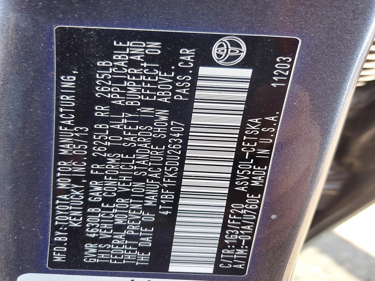 2013 TOYOTA CAMRY SE photo 12