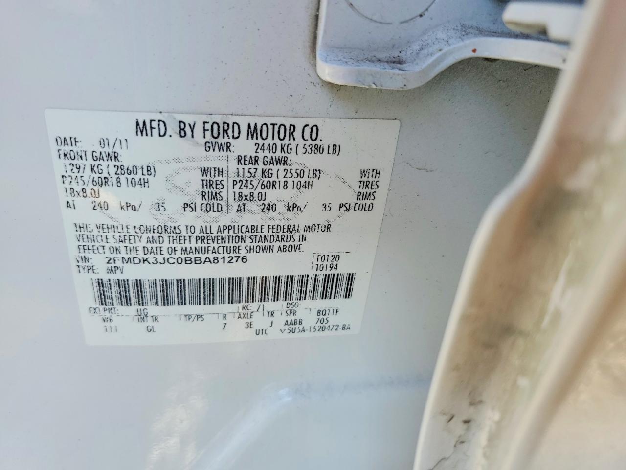 2011 FORD EDGE SEL photo 25