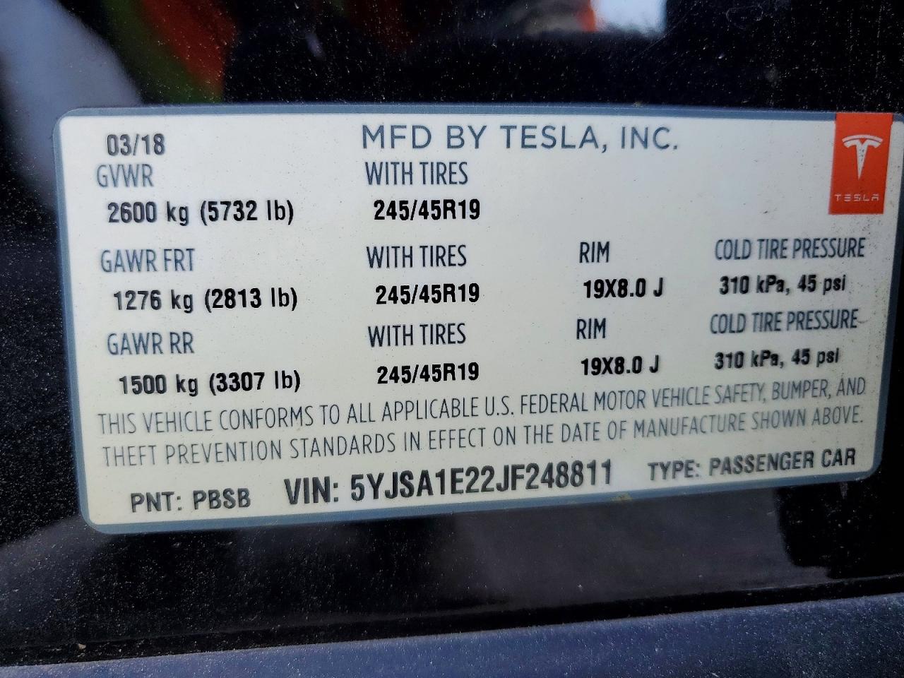 2018 TESLA MODEL S photo 25