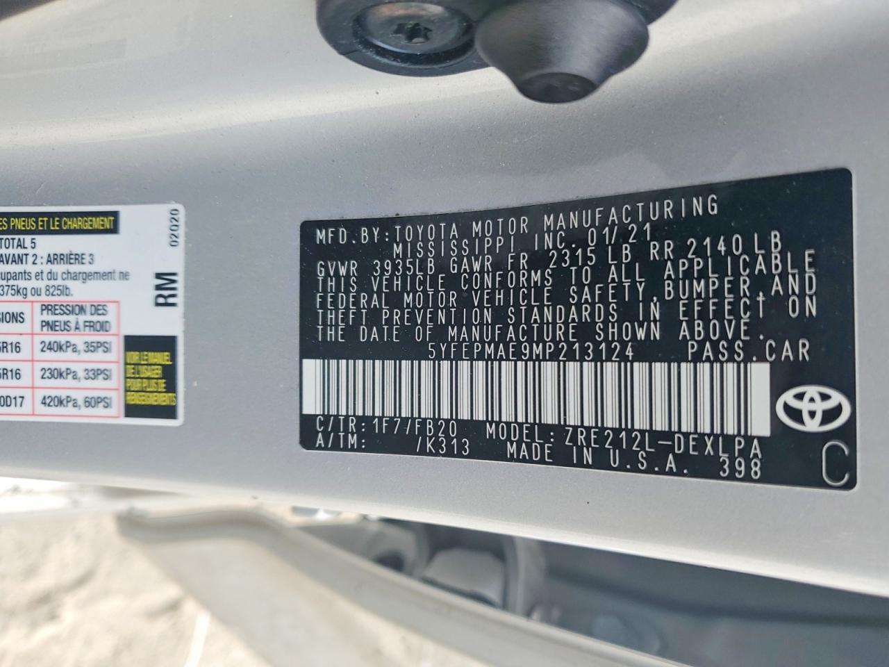 2021 TOYOTA COROLLA LE photo 34