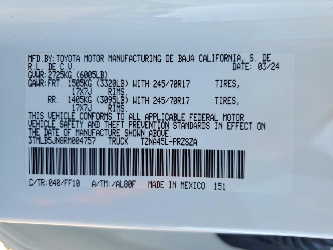 2024 TOYOTA TACOMA SR5 photo 23