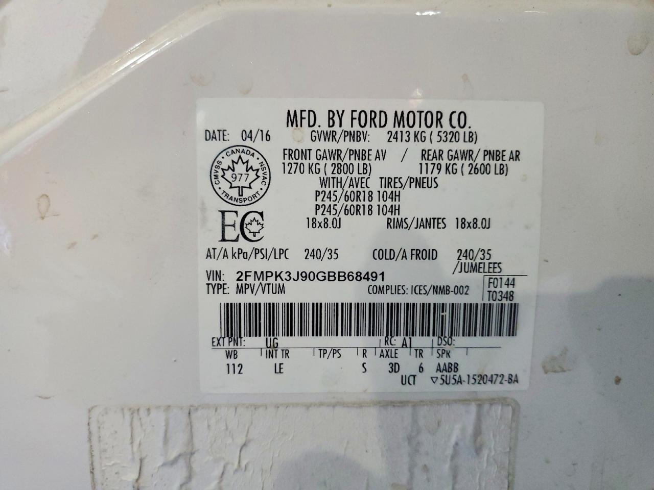 2016 FORD EDGE SEL photo 37