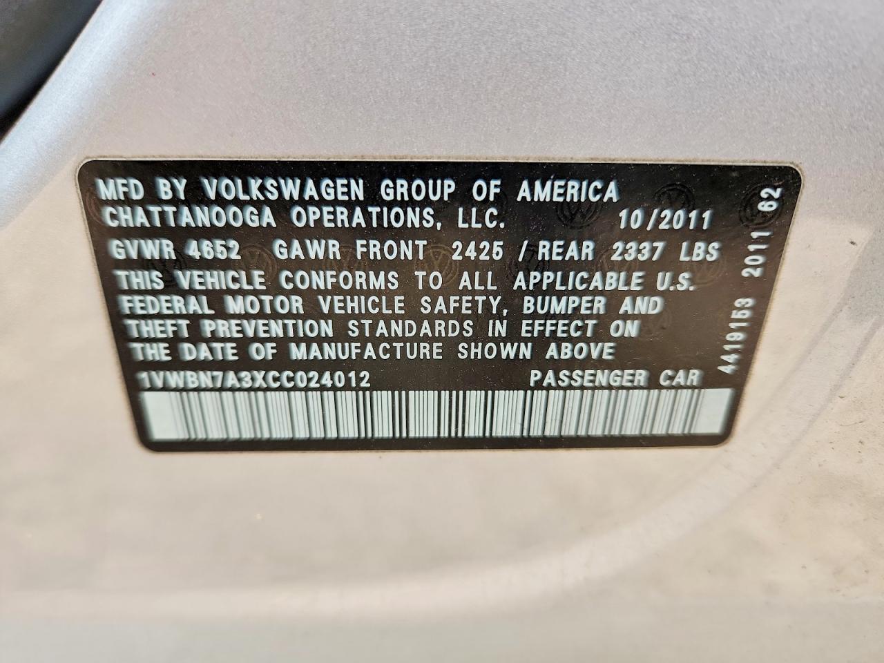 2012 VOLKSWAGEN PASSAT SE photo 23