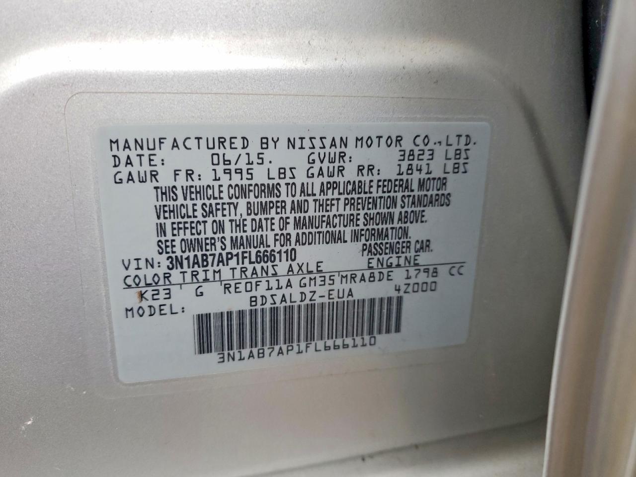 2015 NISSAN SENTRA SV photo 12
