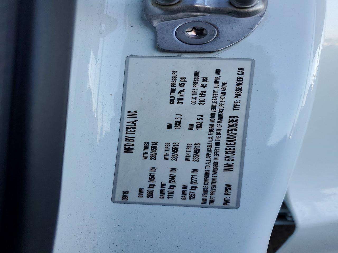 2019 TESLA MODEL 3 photo 25