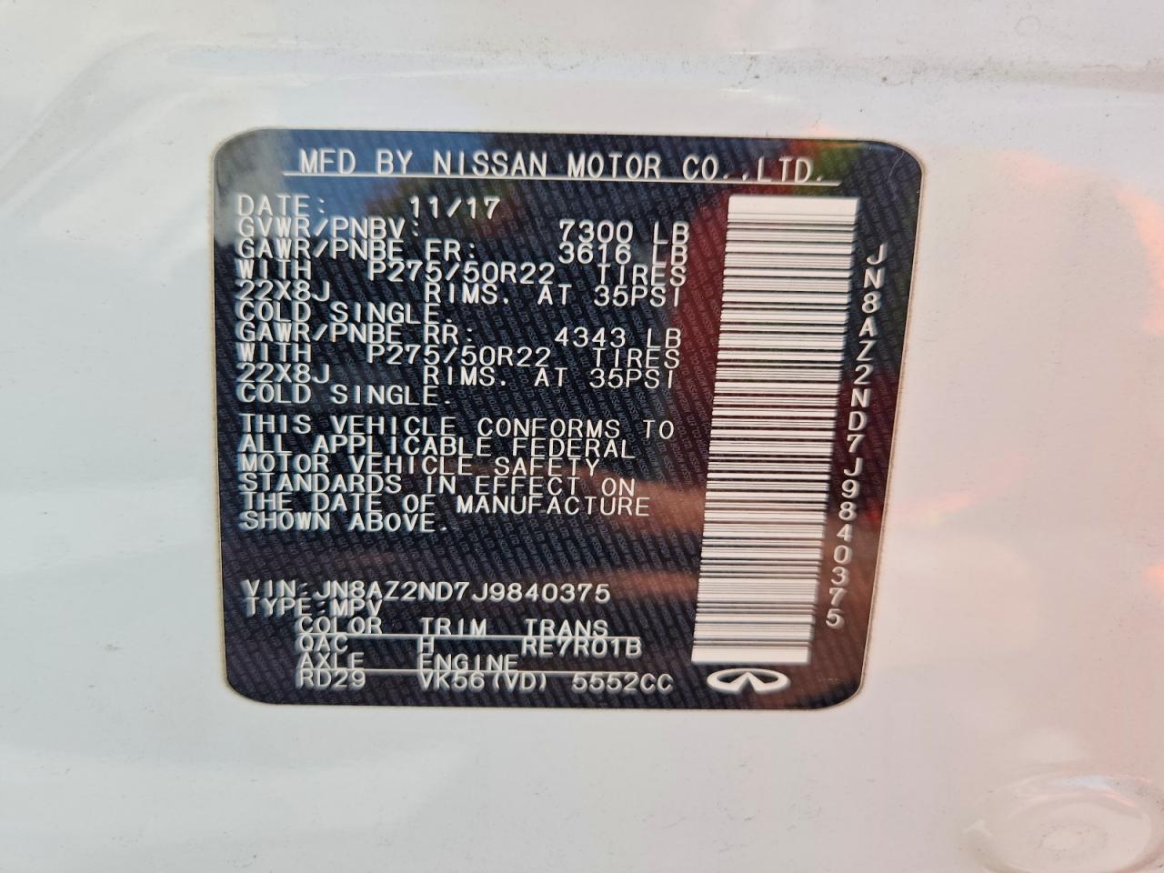 2018 INFINITI QX80 BASE photo 27