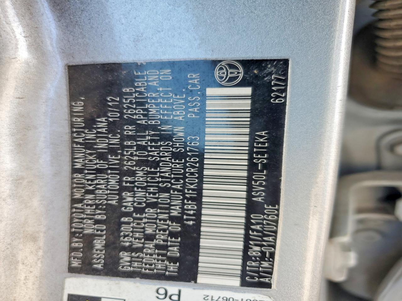 2012 TOYOTA CAMRY L photo 23