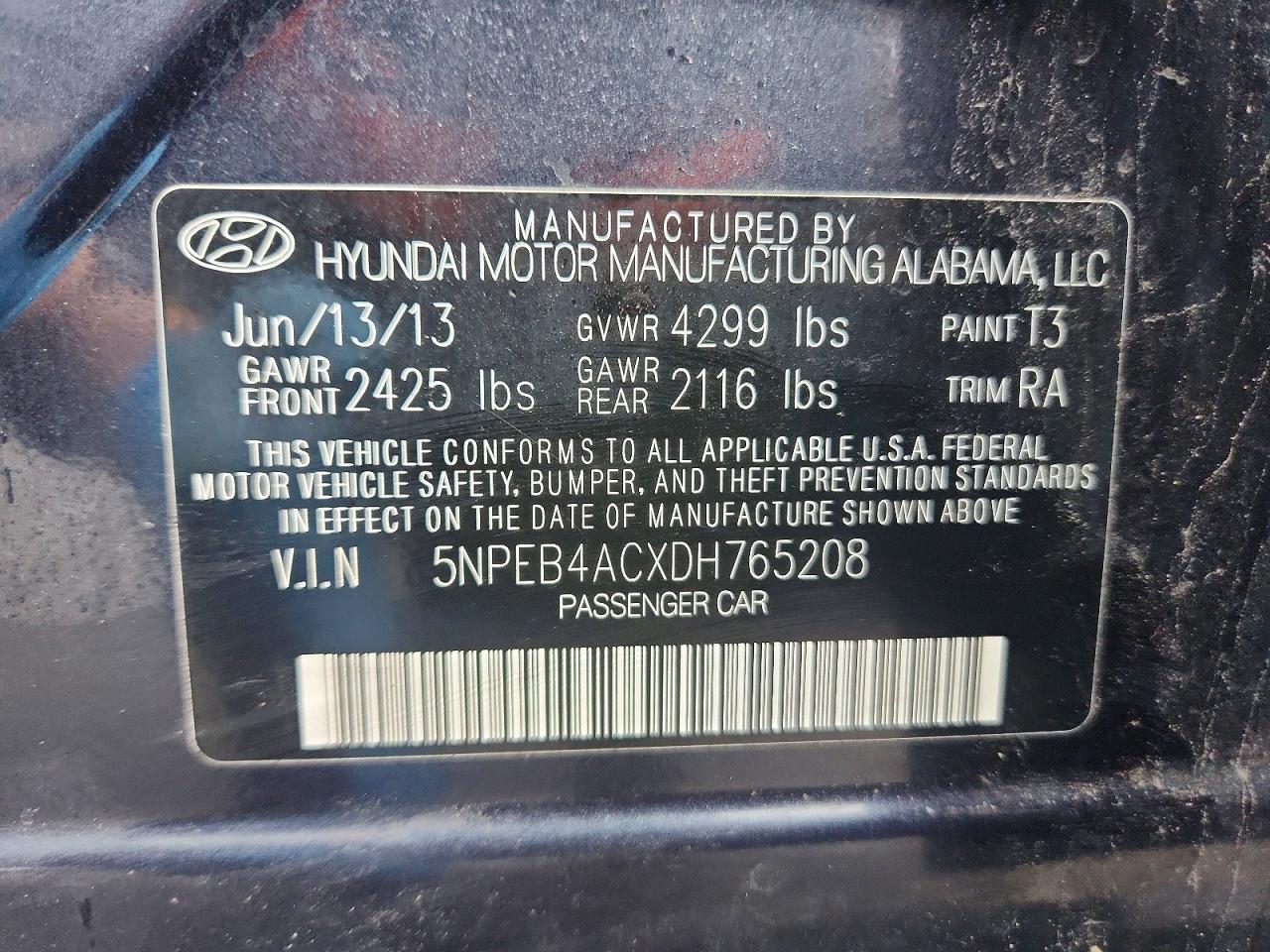 2013 HYUNDAI SONATA GLS photo 12