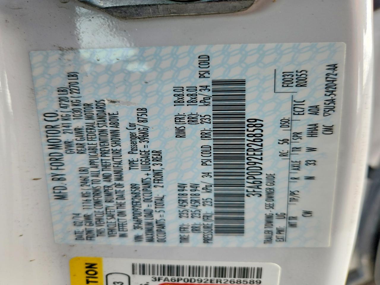 2014 FORD FUSION TITANIUM photo 34