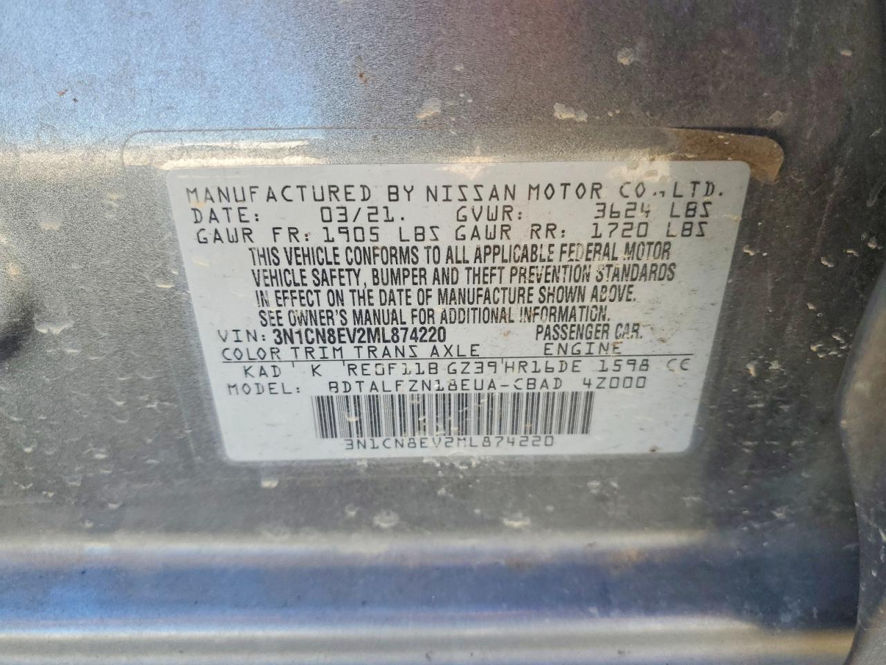 2021 NISSAN VERSA SV photo 12