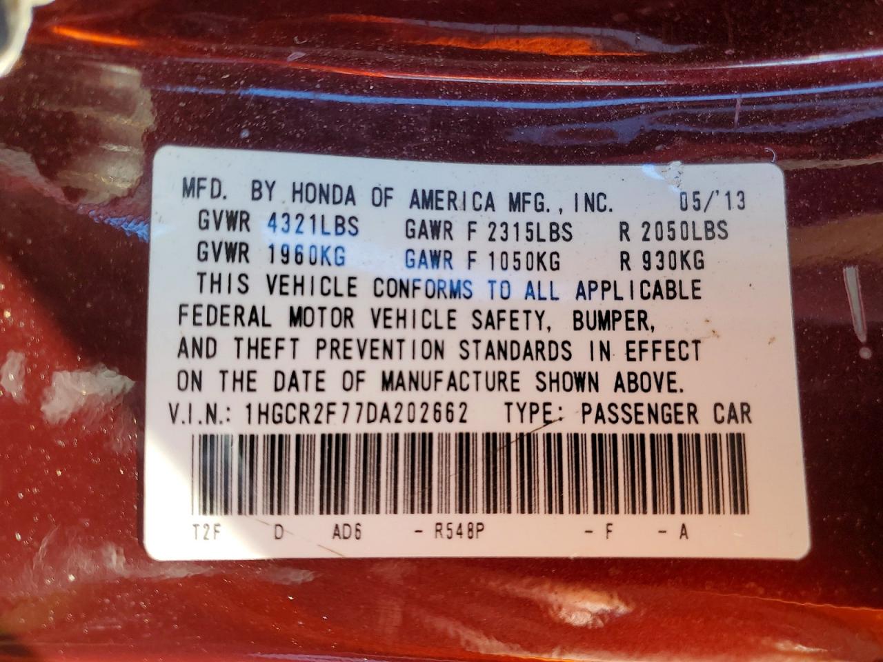2013 HONDA ACCORD EX photo 23