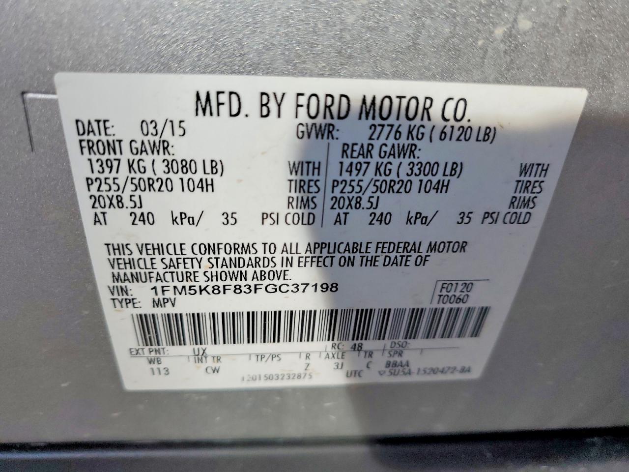 2015 FORD EXPLORER LIMITED photo 13