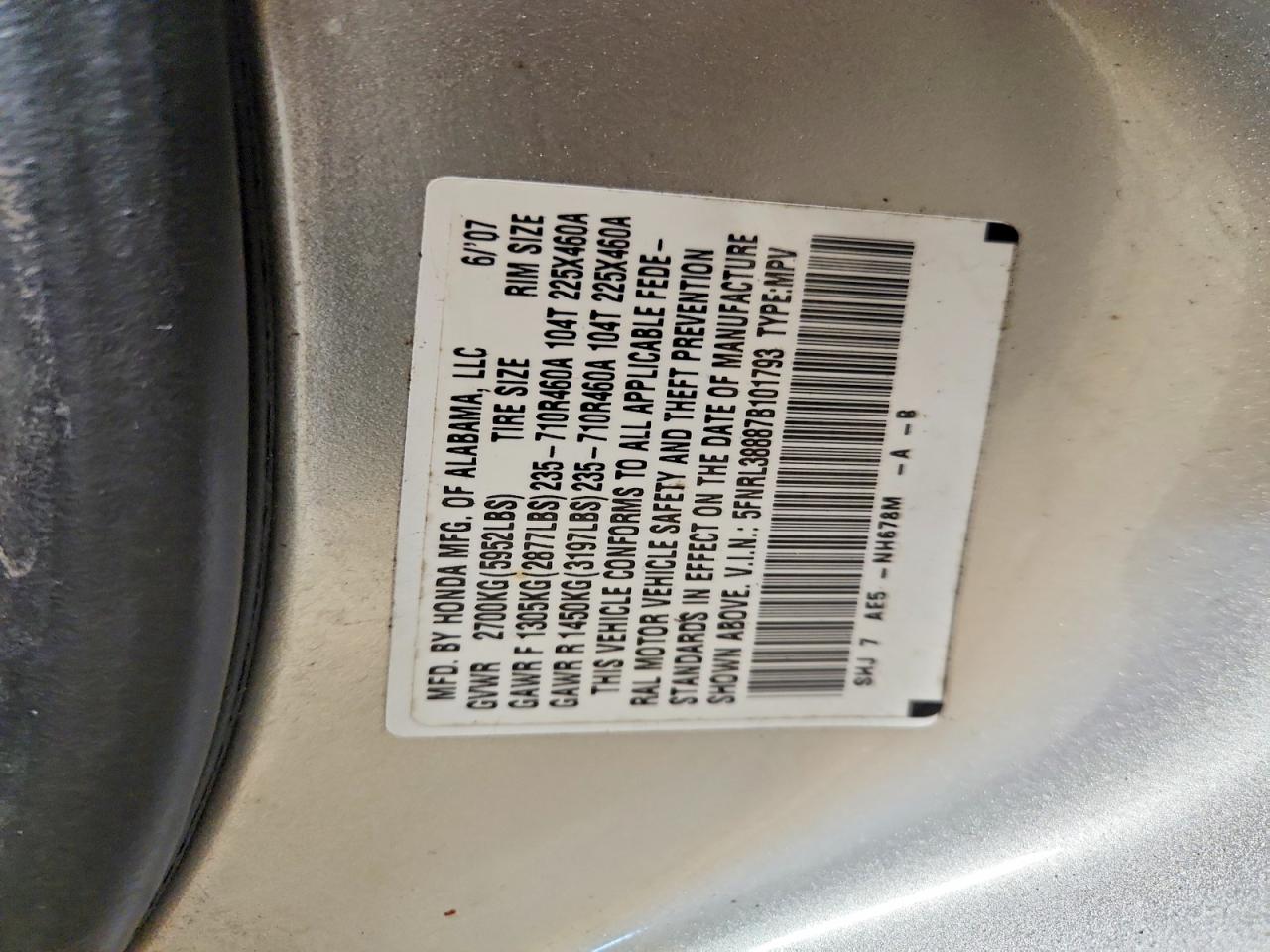 2007 HONDA ODYSSEY TOURING photo 23