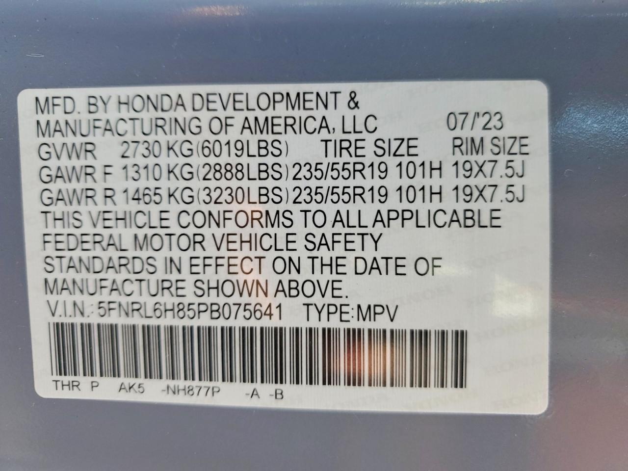 2023 HONDA ODYSSEY TOURING photo 25