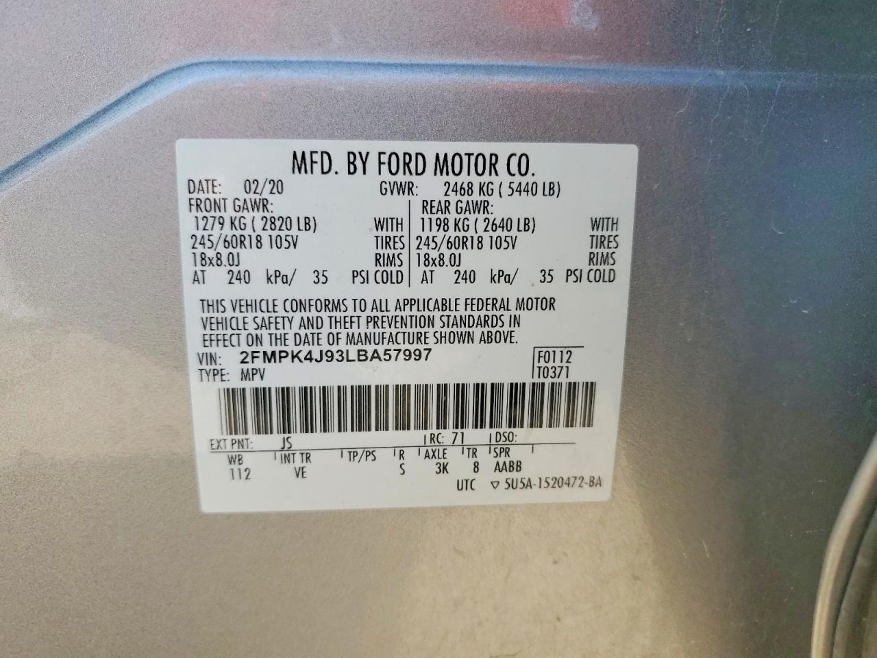 2020 FORD EDGE SEL photo 12