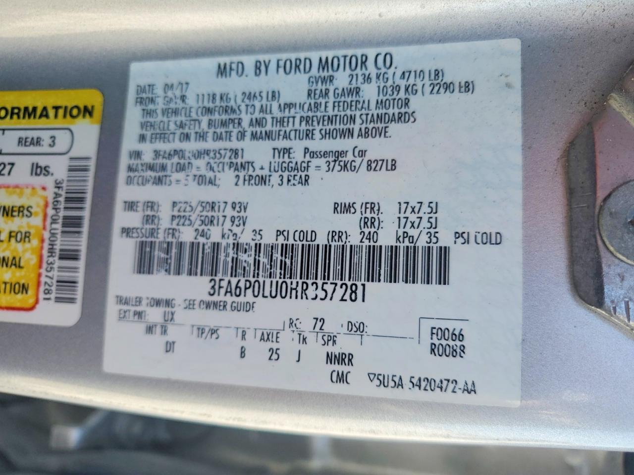 2017 FORD FUSION SE HYBRID photo 13