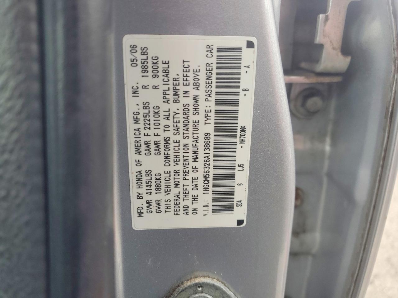 2006 HONDA ACCORD SE photo 23