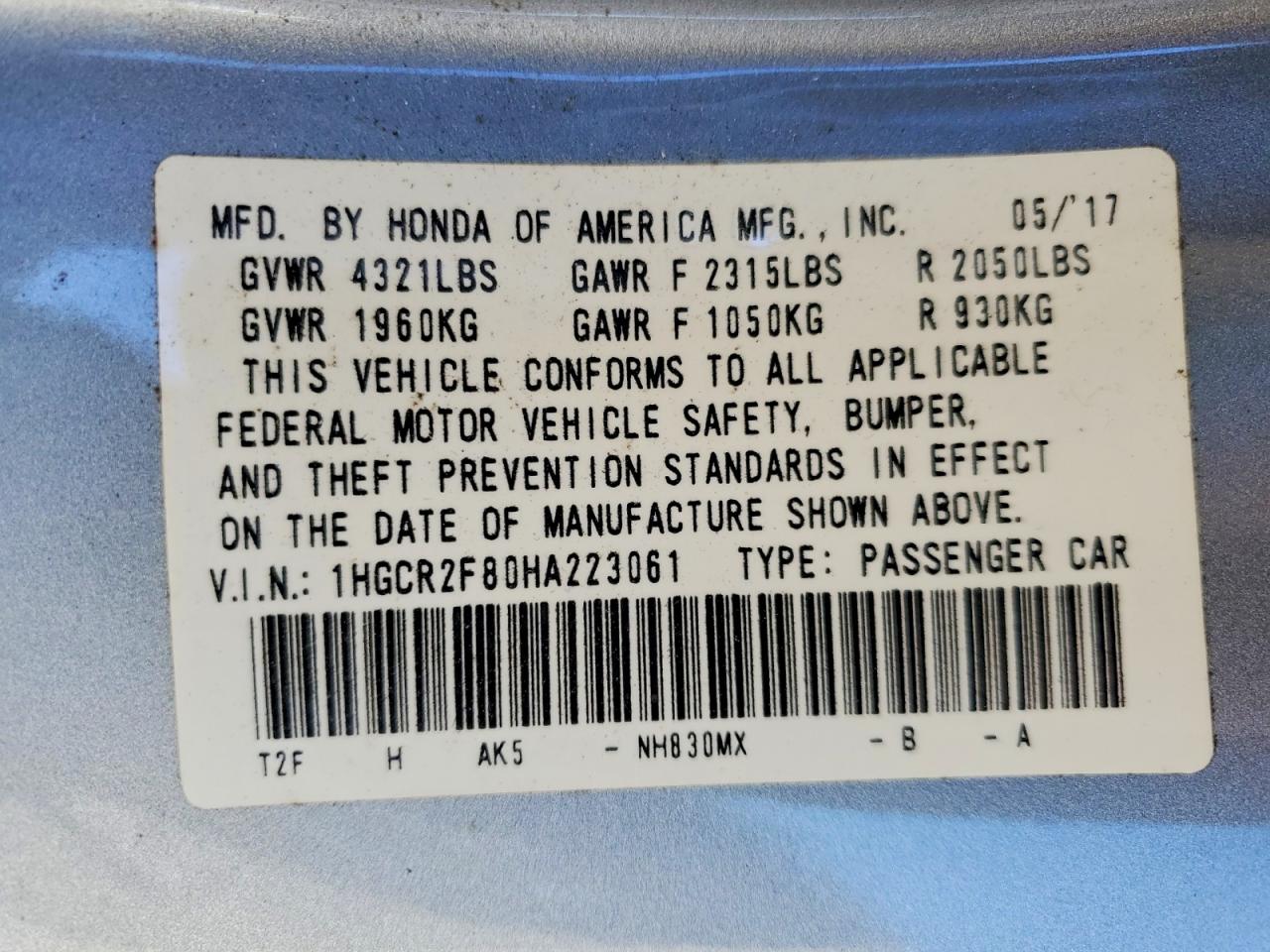 2017 HONDA ACCORD EXL photo 25