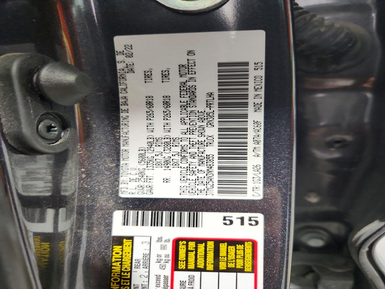 2022 TOYOTA TACOMA LIMITED photo 12