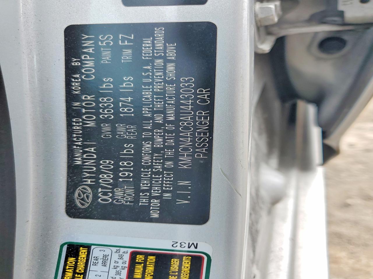 2010 HYUNDAI ACCENT GLS photo 34