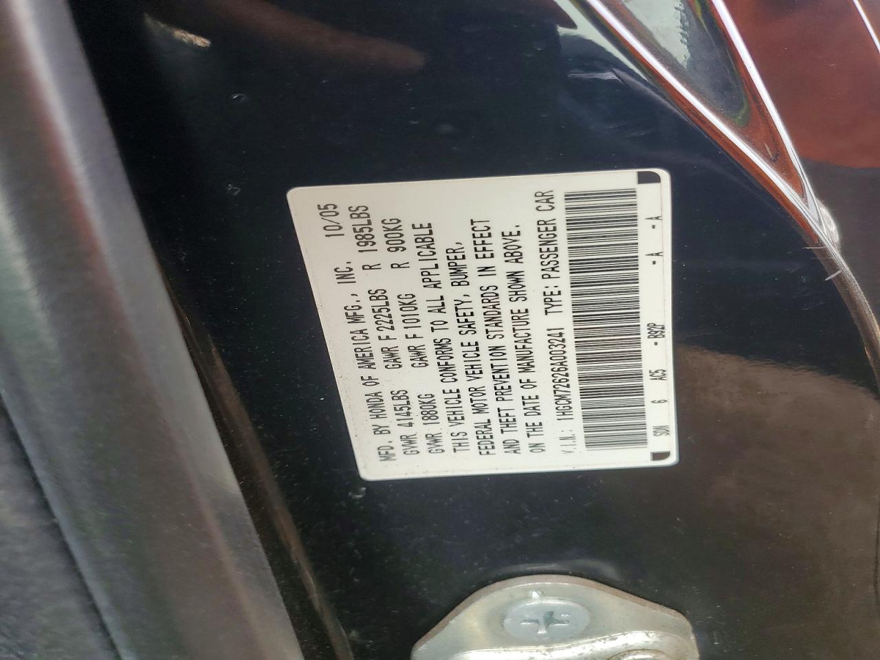 2006 HONDA ACCORD EX photo 23