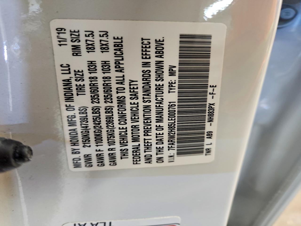2020 HONDA CR-V EXL photo 13
