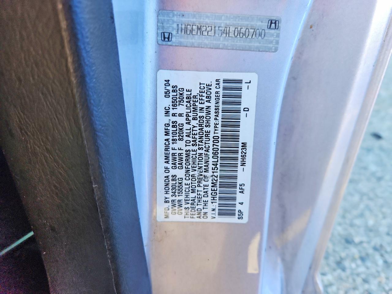 2004 HONDA CIVIC DX VP photo 12
