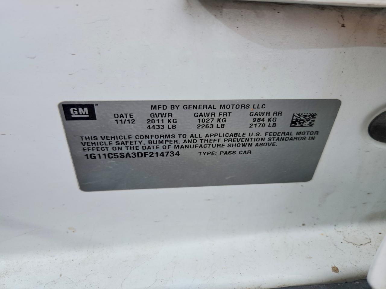 2013 CHEVROLET MALIBU 1LT photo 12
