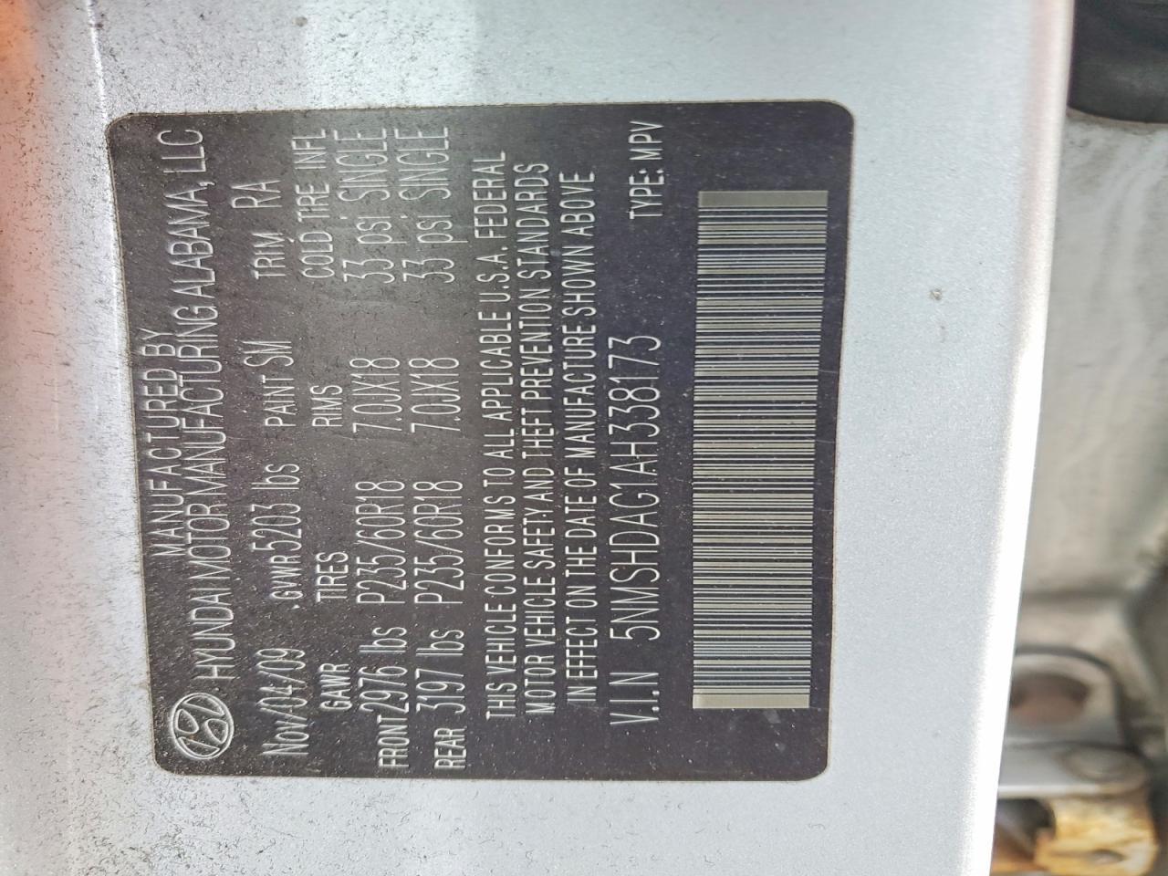 2010 HYUNDAI SANTA FE SE photo 13