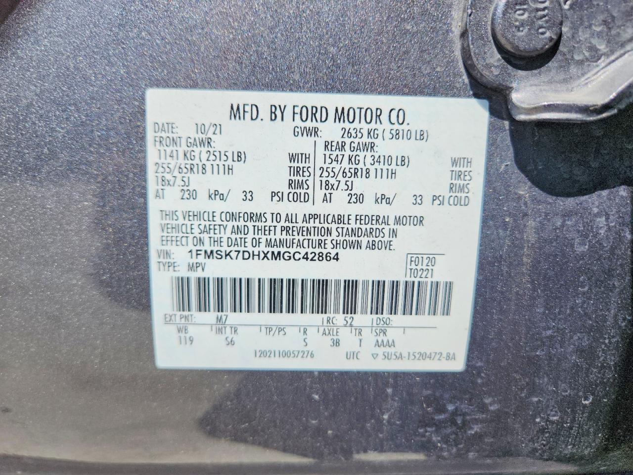 2021 FORD EXPLORER XLT photo 40