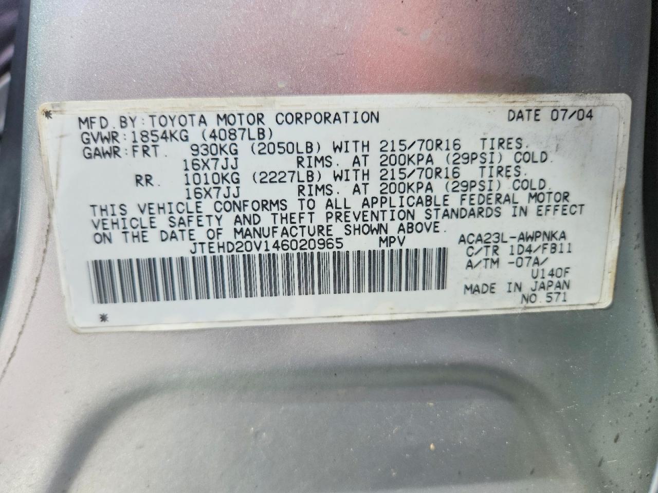 2004 TOYOTA RAV4 BASE photo 27