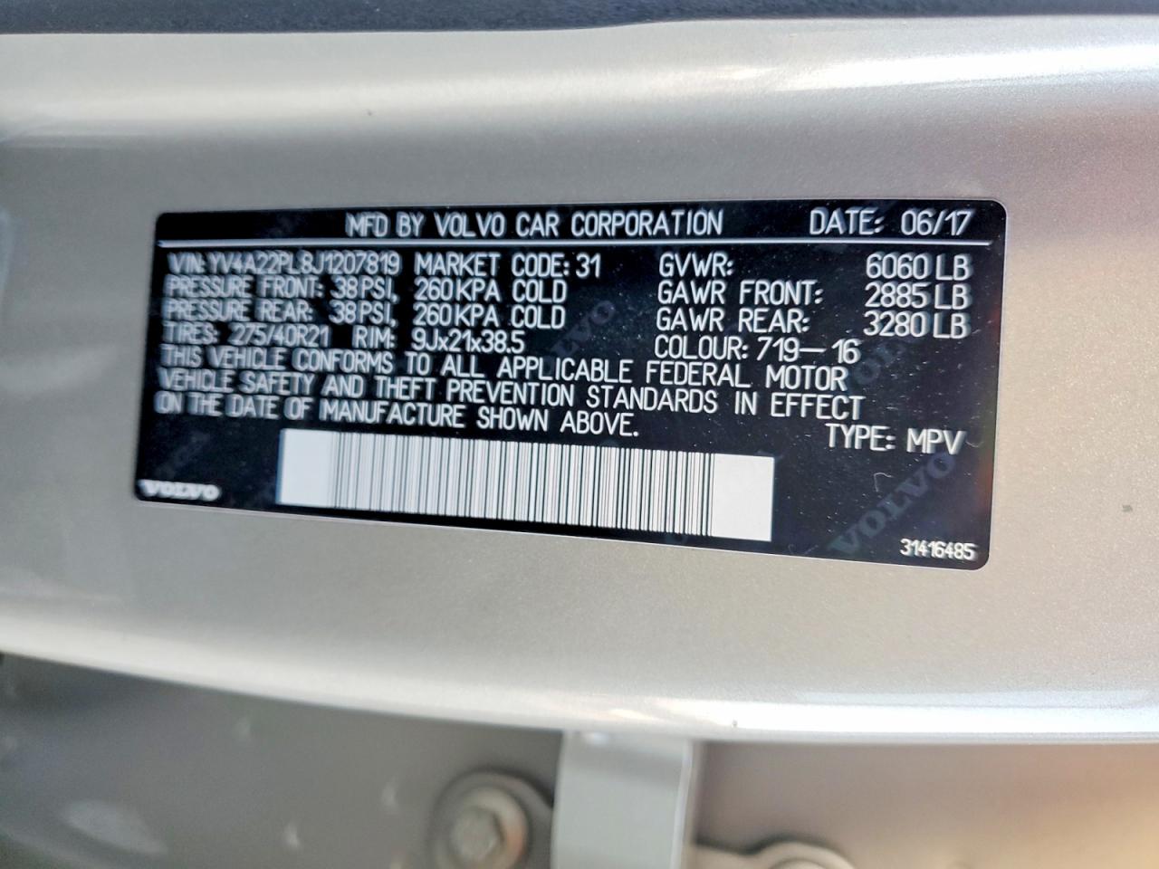 2018 VOLVO XC90 T6 photo 14
