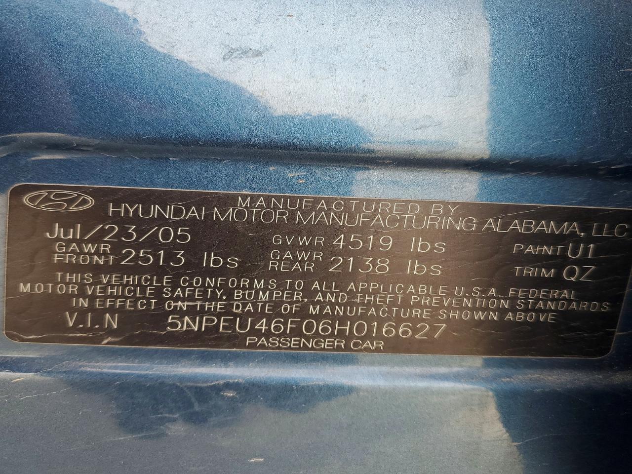 2006 HYUNDAI SONATA GLS V6 photo 13