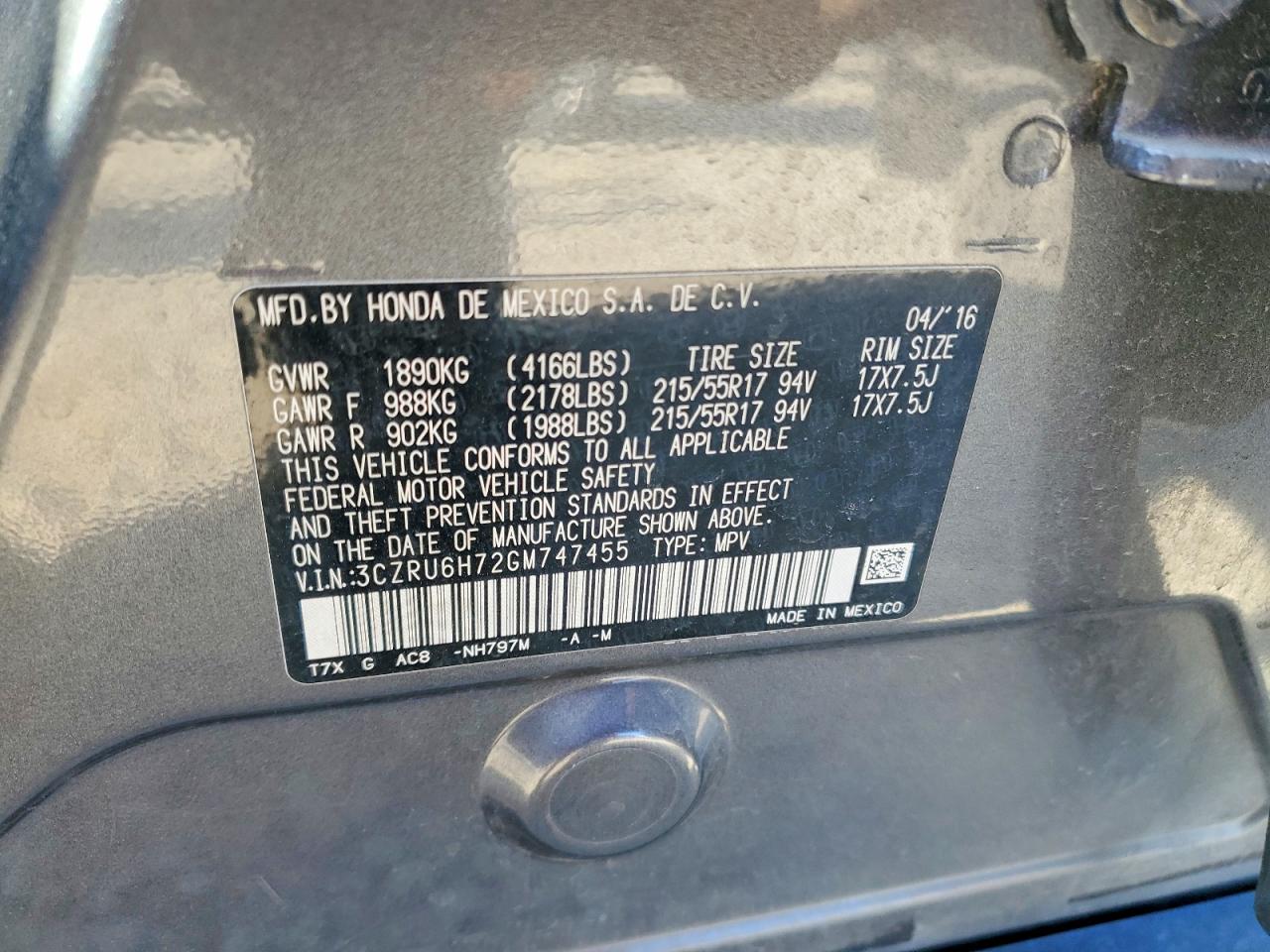 2016 HONDA HR-V EXL photo 14